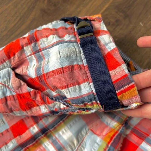 TAIKONHU Seersucker Plaid Patchwork Bermuda Shorts Preppy Coastal Y2K Style | S - Picture 9 of 15